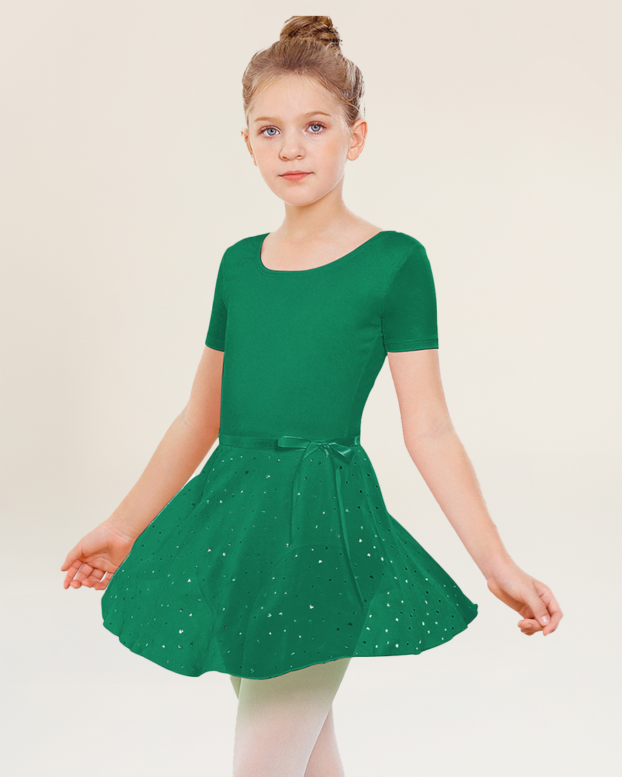 Sparkling Green Girls Chiffon Wrap Skirt With Adjustable Tie