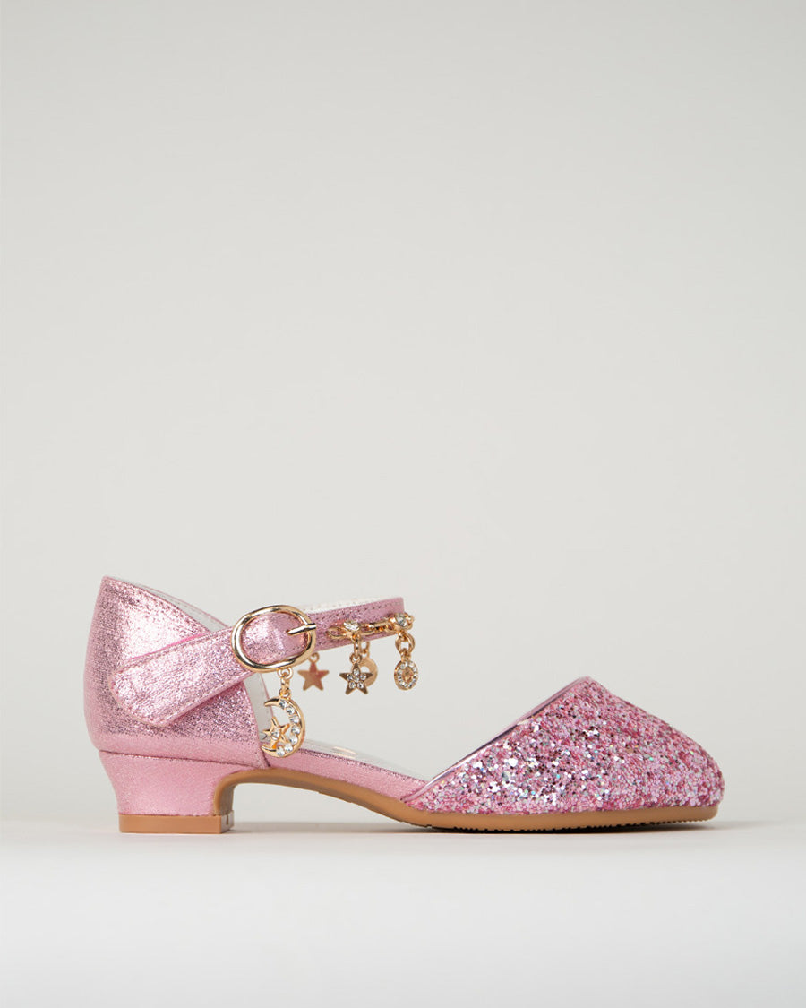 Fuchsia Glitter Girls Sparkly Princess Sequin Sandals