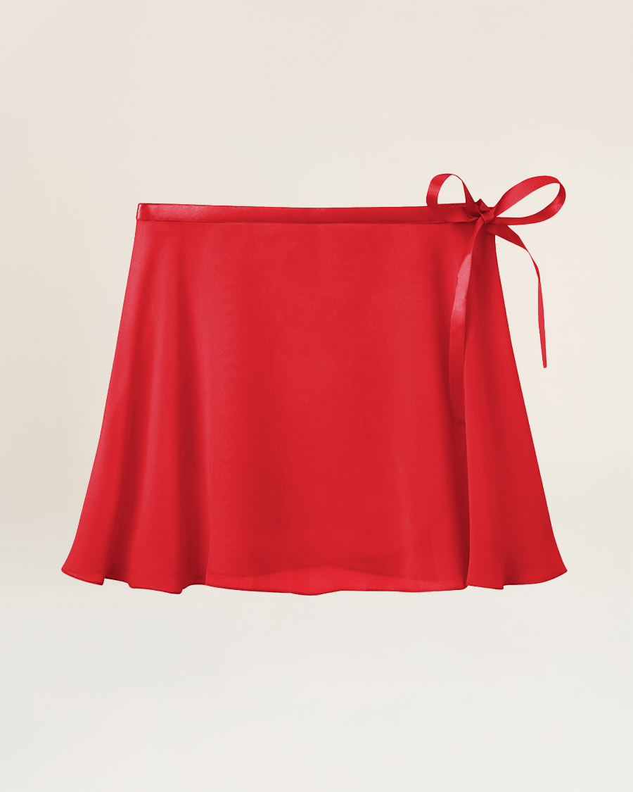 Red Girls Chiffon Wrap Skirt With Adjustable Tie
