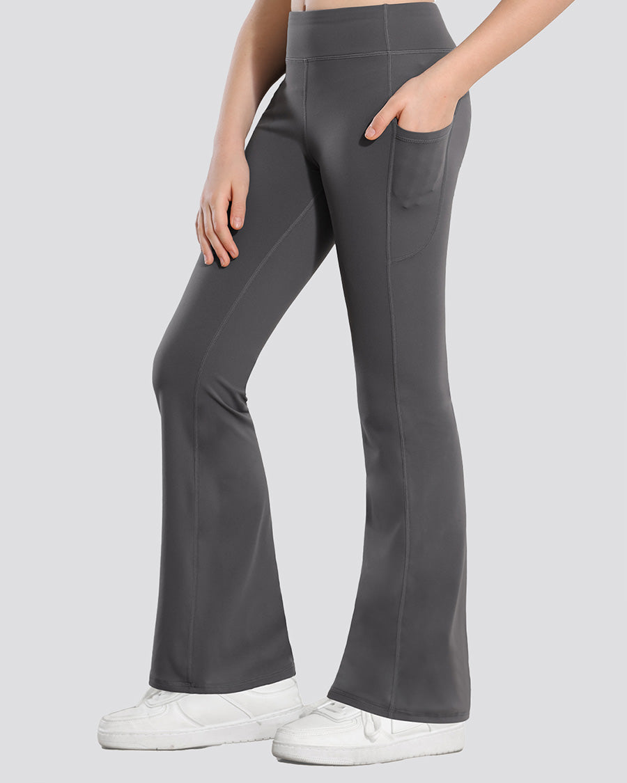 Grey Girls Flare Leggings with 2 Pockets