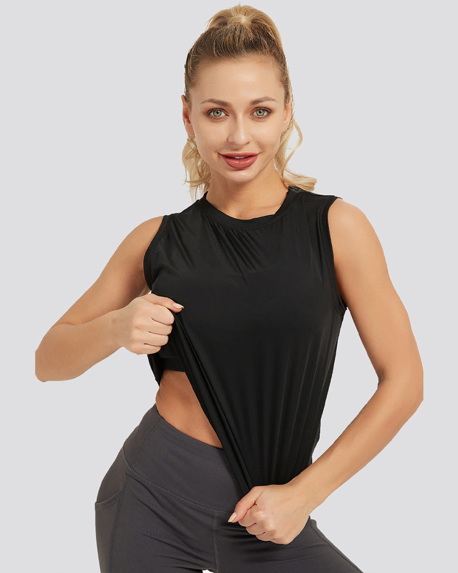 Black Origin Sleeveless Workout Crop Top