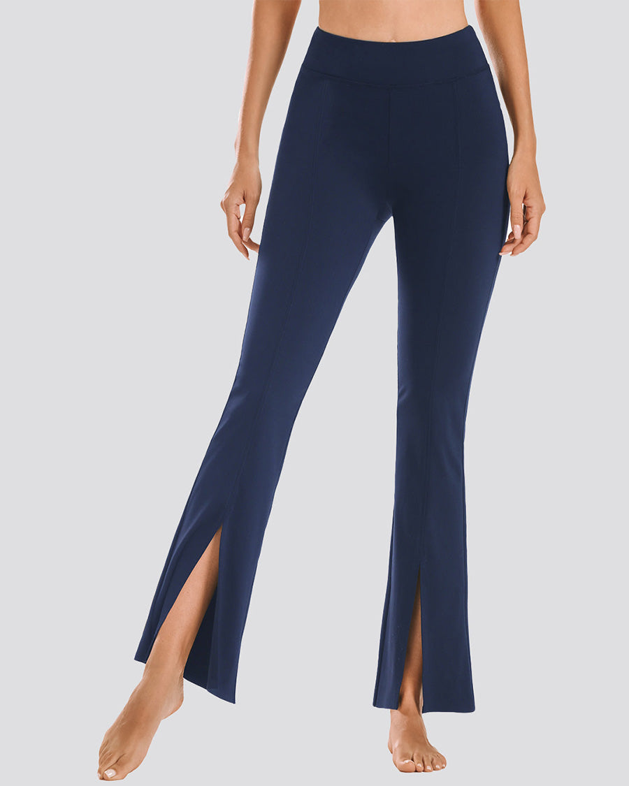 Navy Bootcut Yoga Pants Split Hem Flare