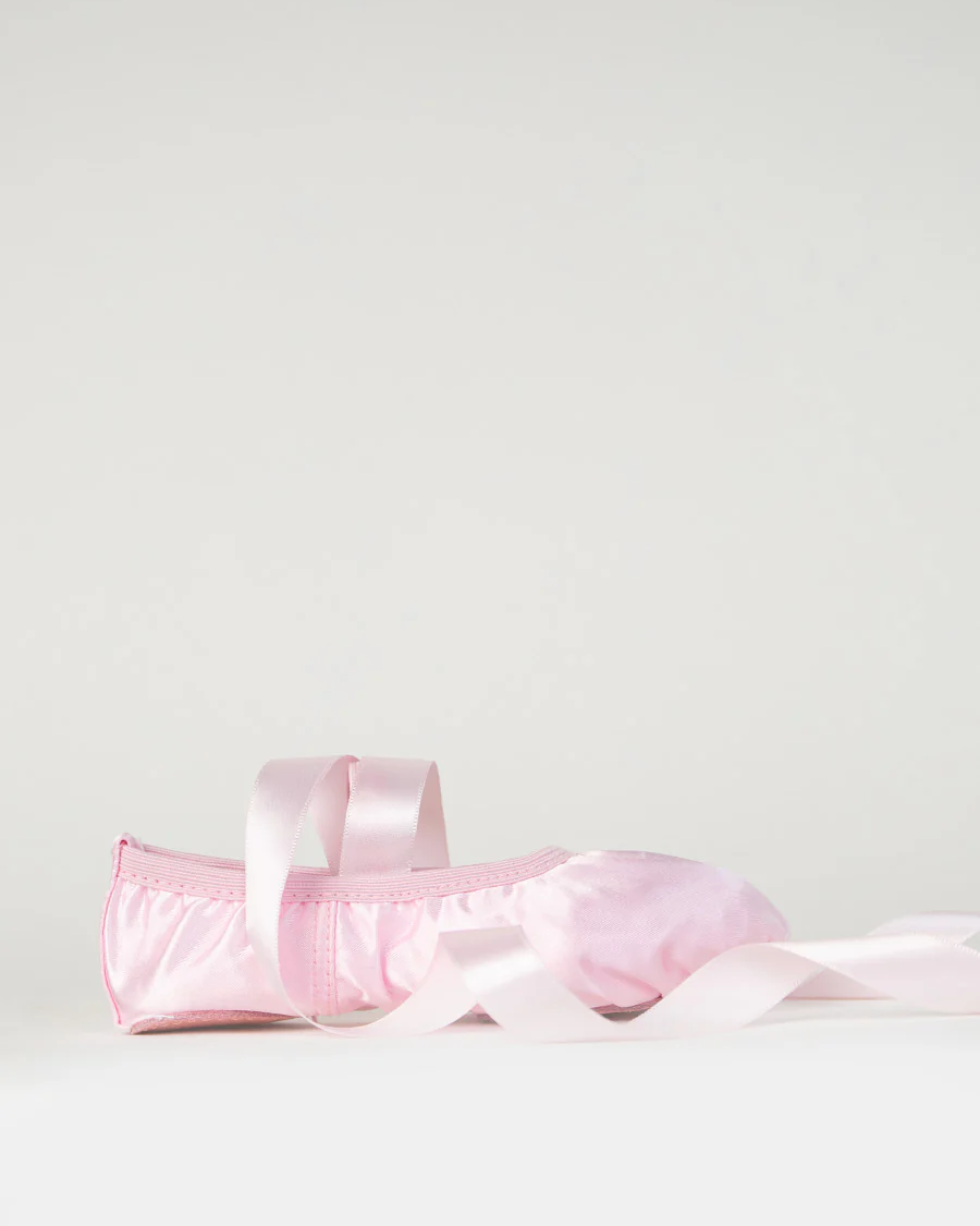 Pink Kids Satin Ballet Shoes with Ribbon