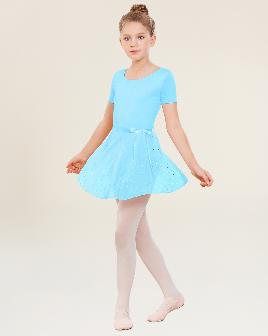 Sparkling Pool Blue Girls Chiffon Wrap Skirt With Adjustable Tie