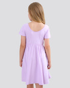 Girls Short Sleeve A-Line Twirly Dress with Pockets in Lavender