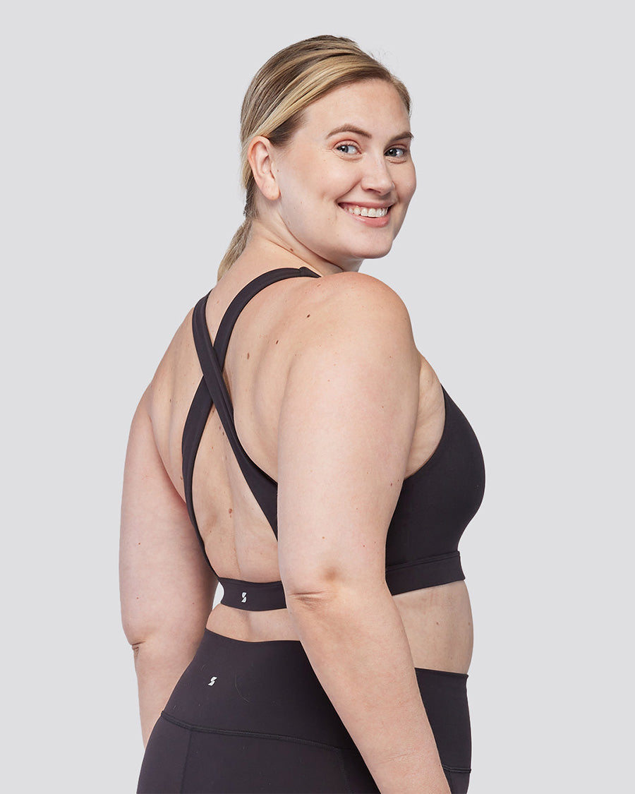 Black SoftLuxe Cross Back Sports Bra