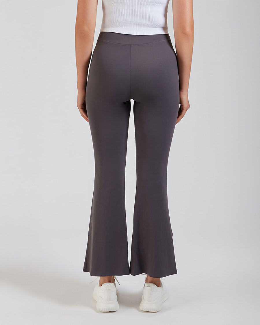 Grey Bootcut Yoga Pants Split Hem Flare