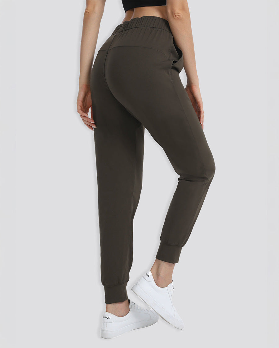 Dark Olive Jogger Pants High Waisted