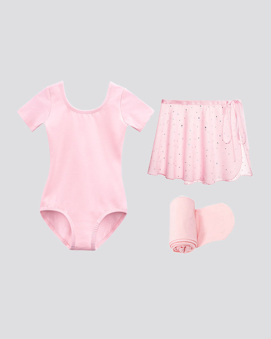 Sparkling Ballet Pink Girls Ballet Leotard Starter Kit