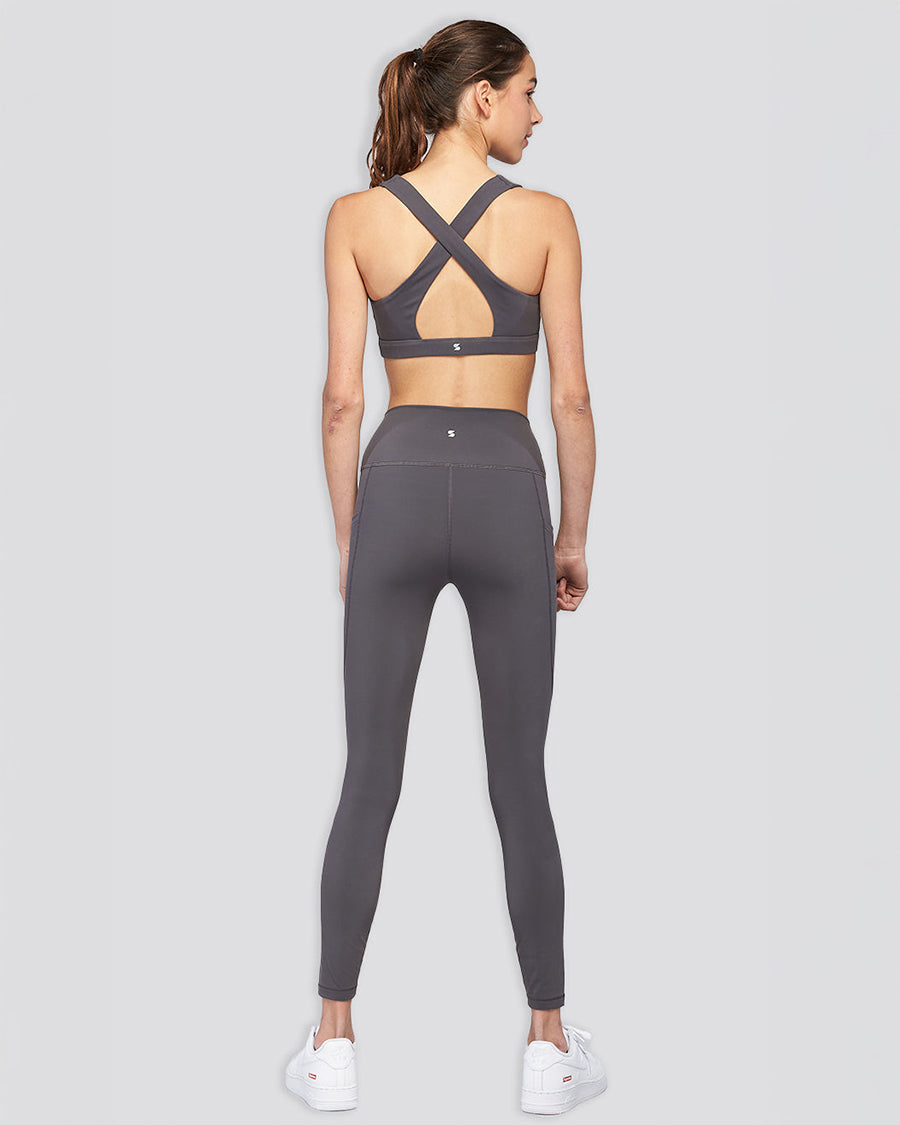 Charcoal SoftLuxe Cross Back Sports Bra