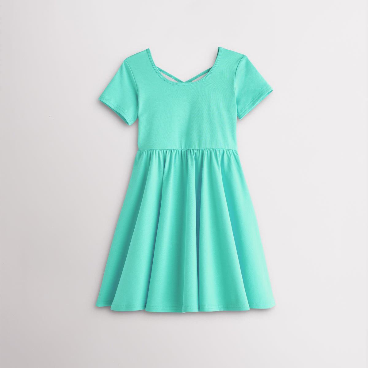 Stelle Girls Short Sleeve Cotton A-Line Twirl Dress for Casual Summer Play, Mint Green, 4-Year