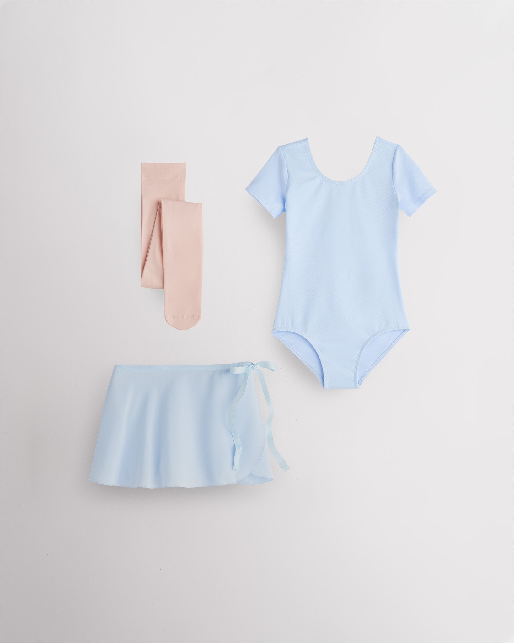Blue Girls Ballet Leotard Starter Kit (Short Sleeves Leotard & Chiffon Skirt & Tights)