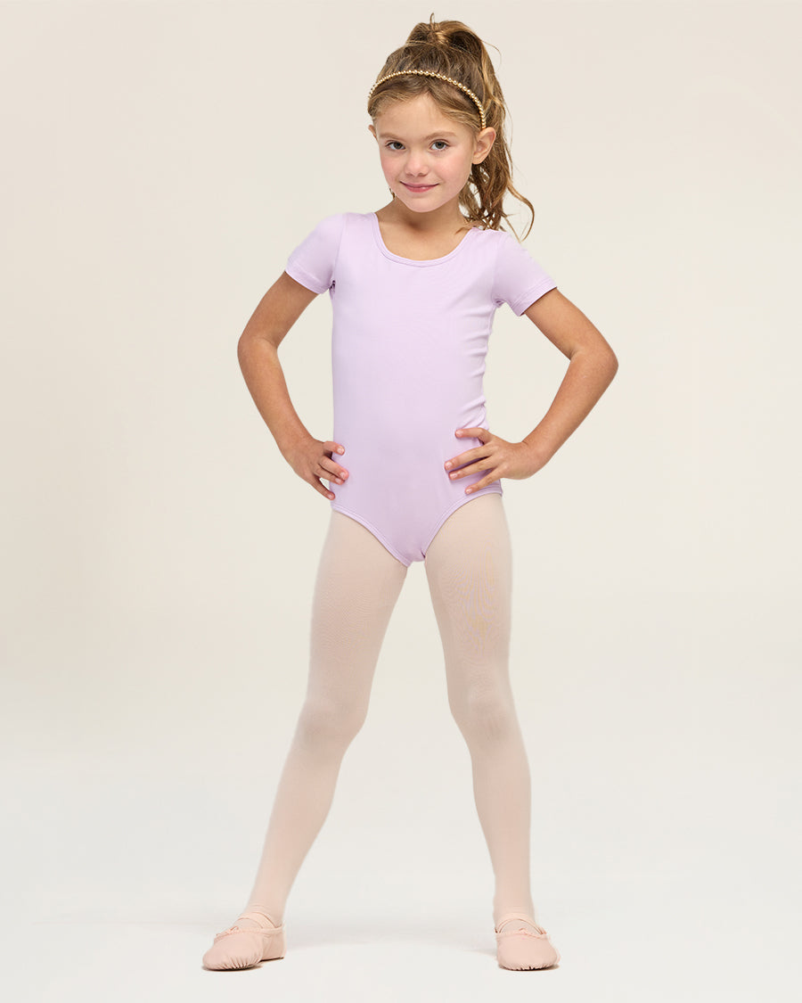 Lavender Girls Bowknot Short Sleeve Ballet Leotard
