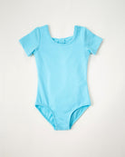 Pool Blue Girls Bowknot Short Sleeve Ballet Leotard