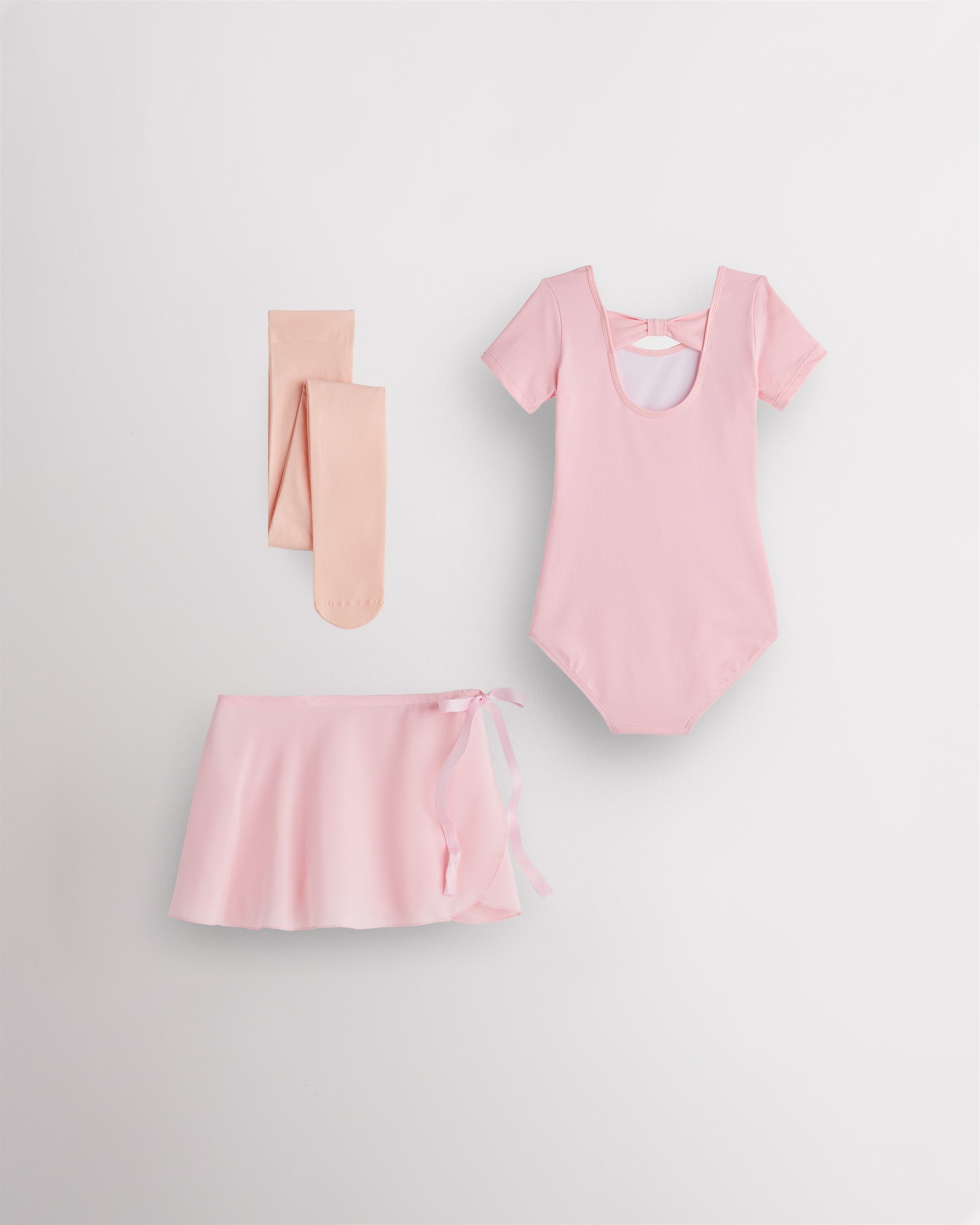 Ballet Pink Girls Ballet Leotard Starter Kit (Bow Back Leotard & Tie Skirt & Tights)