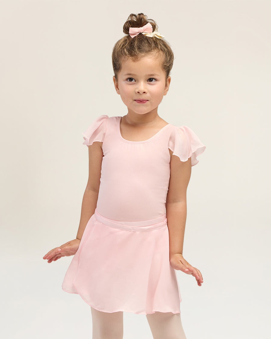 Pink Girls Chiffon Wrap Skirt With Adjustable Tie