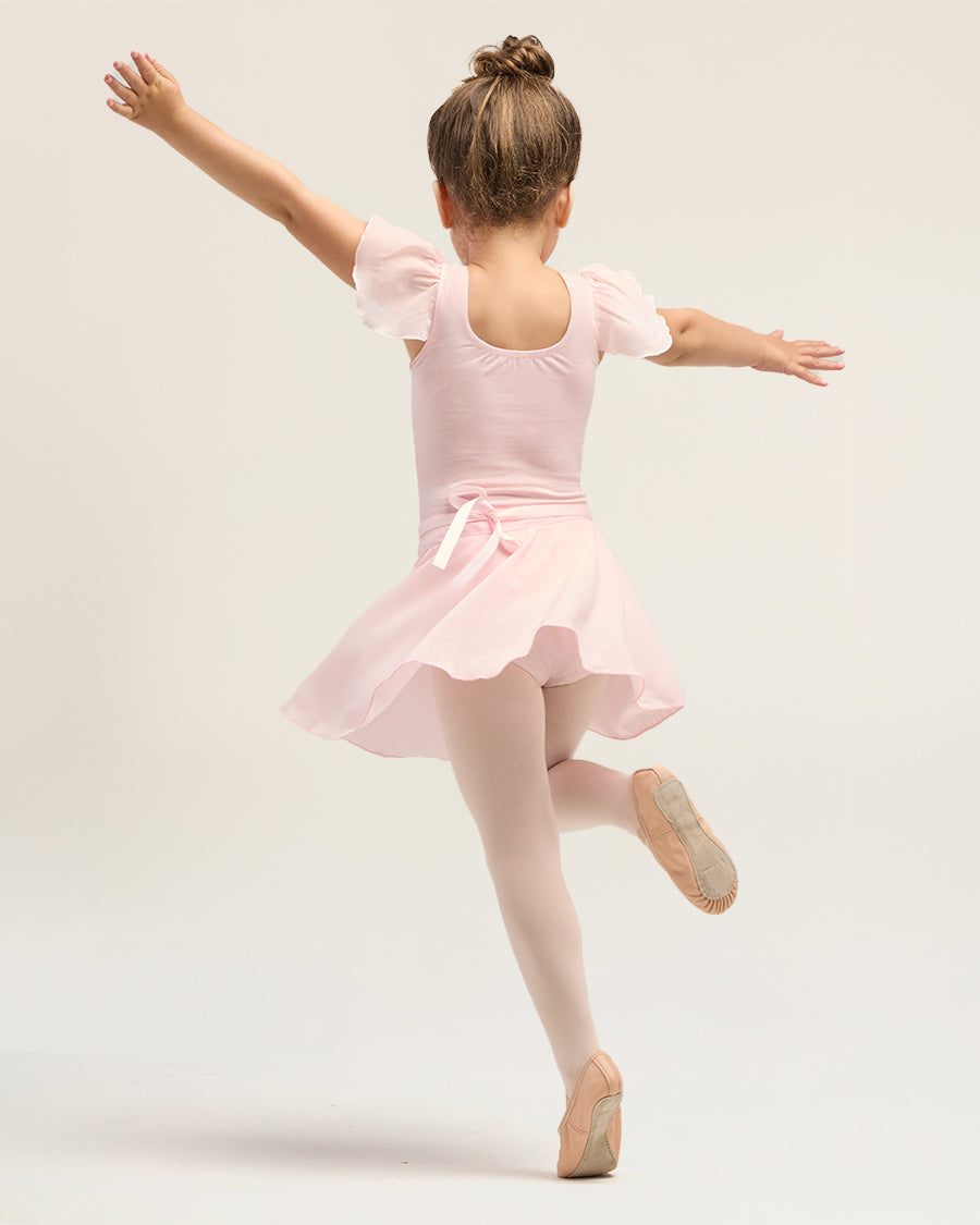 Pink Girls Chiffon Wrap Skirt With Adjustable Tie