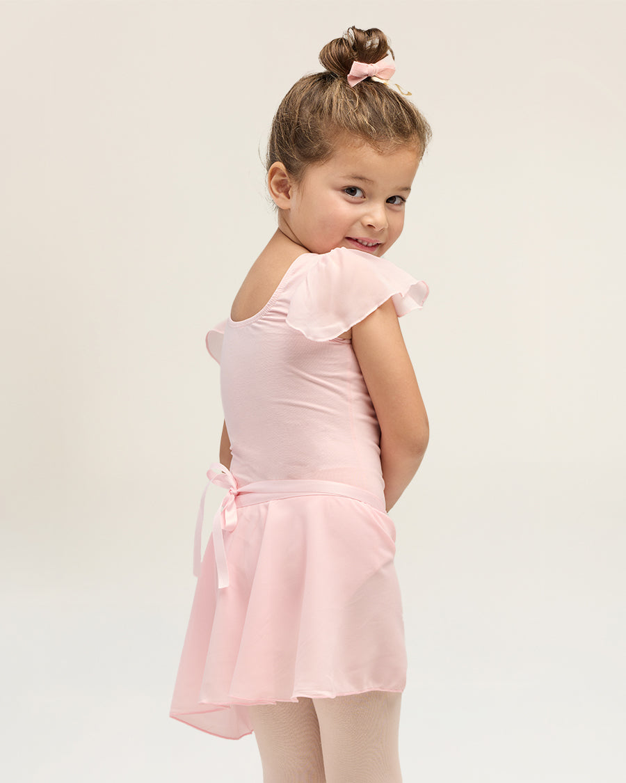 Pink Girls Chiffon Wrap Skirt With Adjustable Tie