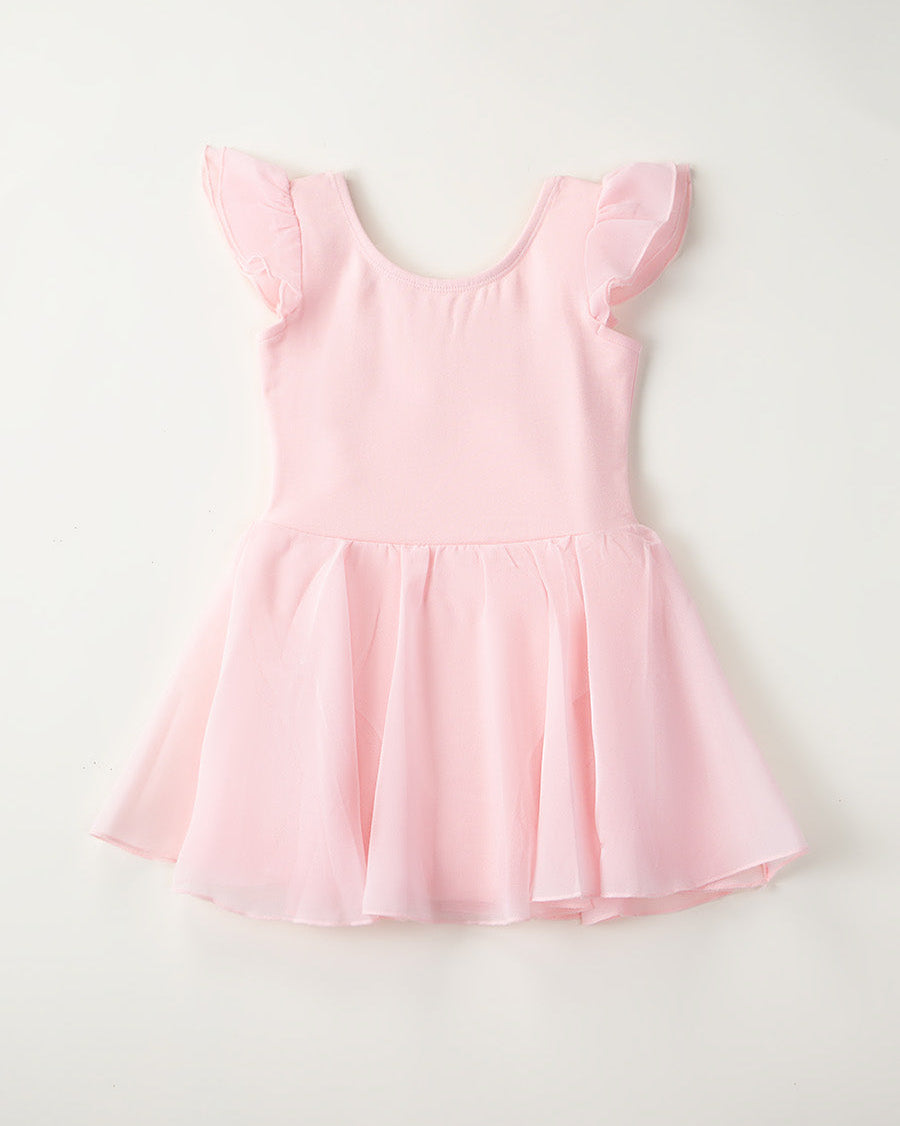 Ballet Pink Girls Flutter Sleeves Dress