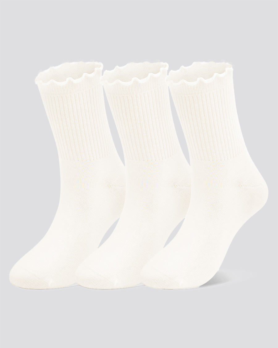 White Kids Ruffle Trimmed Socks