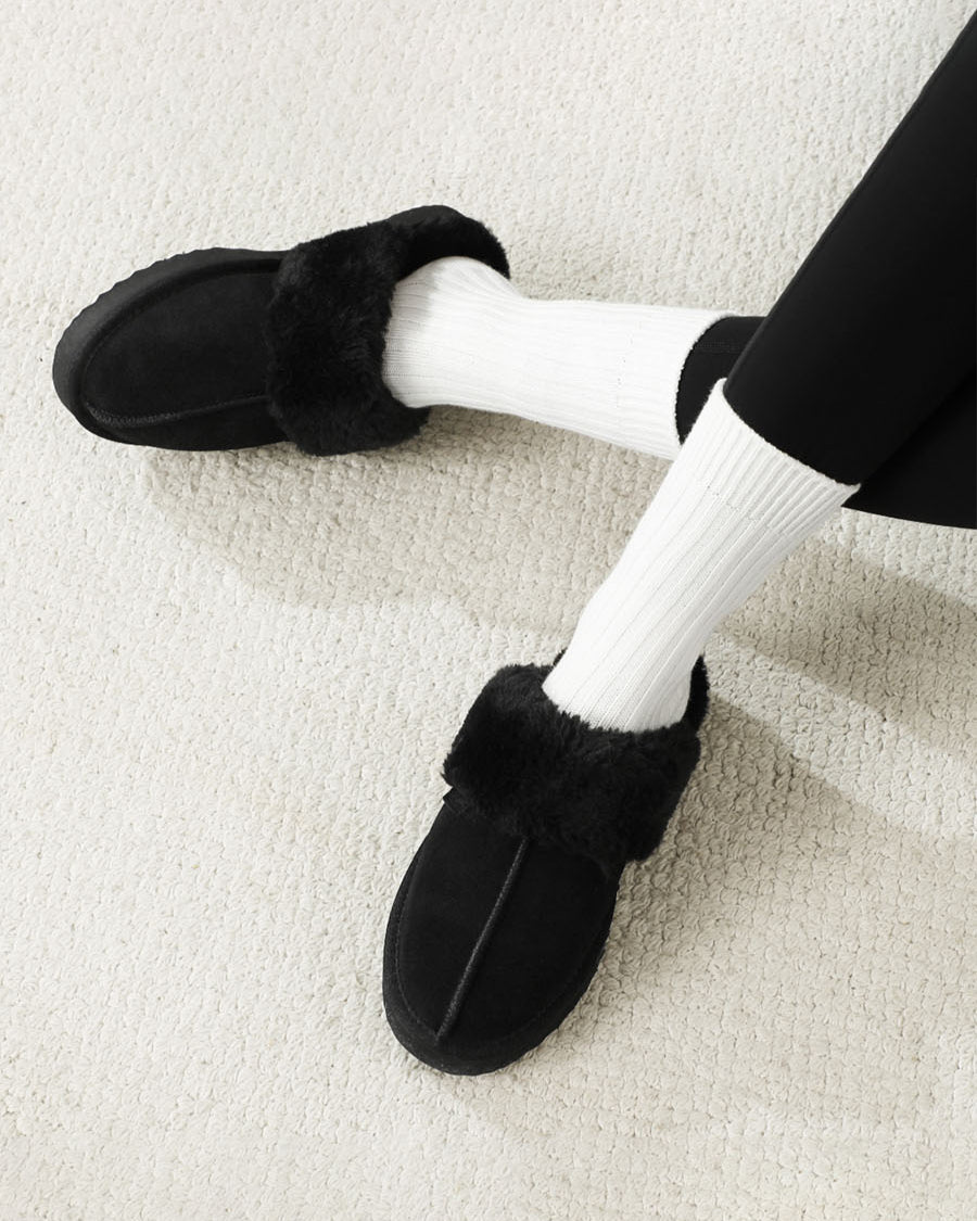 Black Classic Fuzzy Slippers
