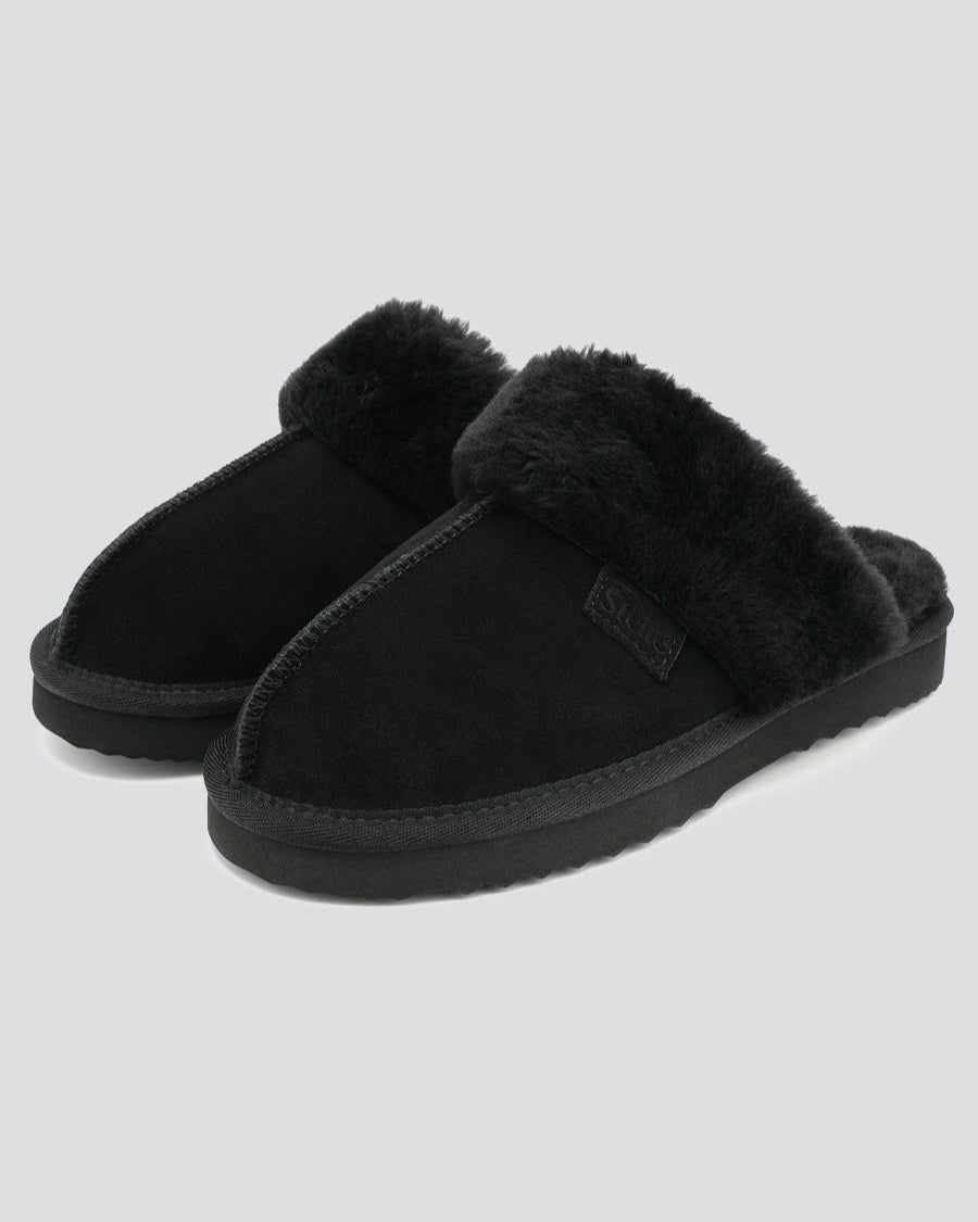 Black Classic Fuzzy Slippers