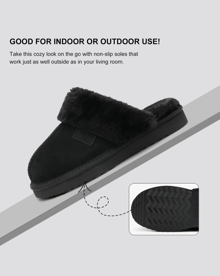 Black Classic Fuzzy Slippers