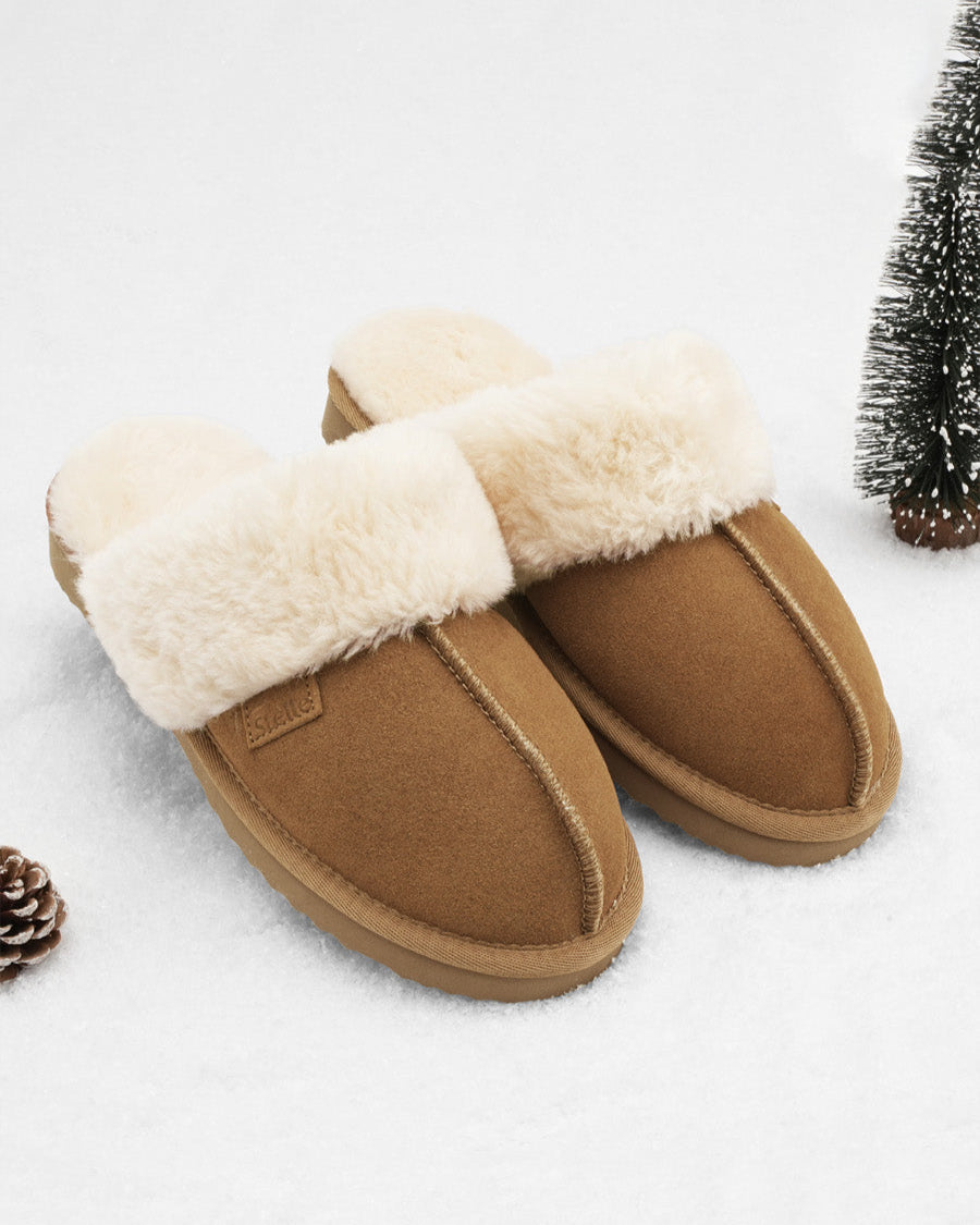 Chestnut Classic Fuzzy Slippers