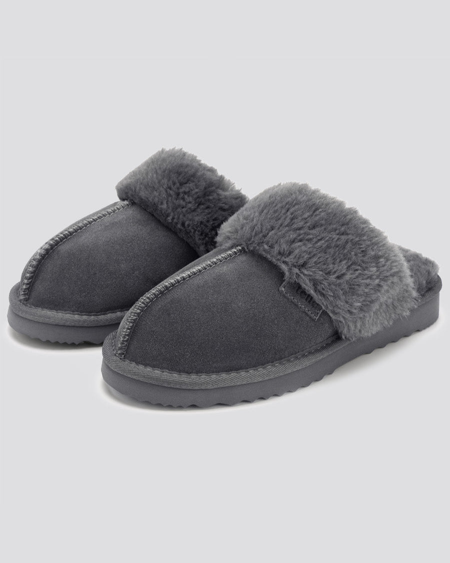 Grey Classic Fuzzy Slippers