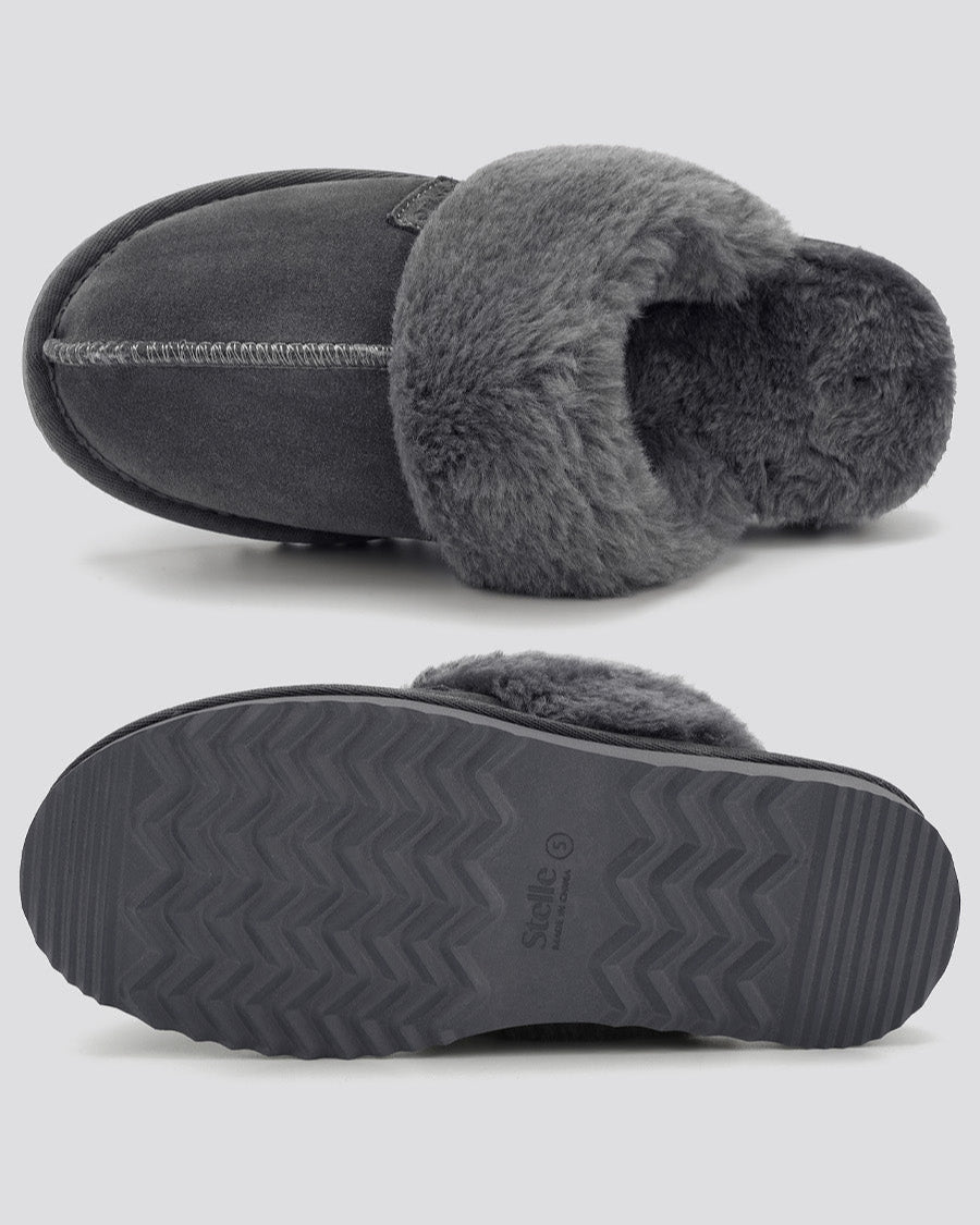Grey Classic Fuzzy Slippers