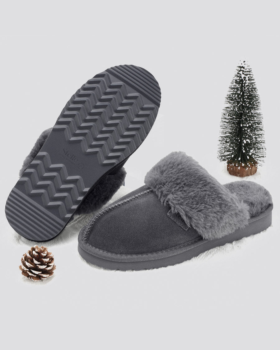 Grey Classic Fuzzy Slippers
