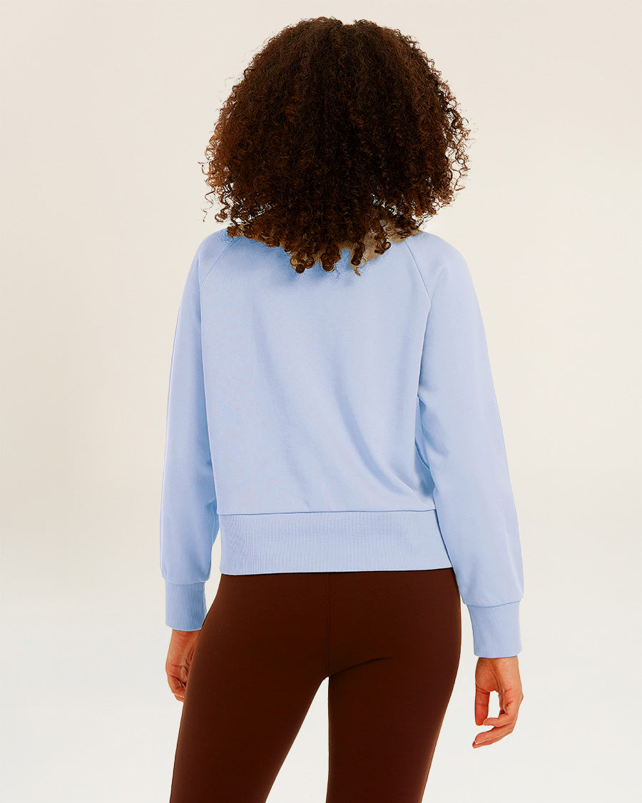 Baby Blue Raglan Sleeve Crewneck Sweatshirt