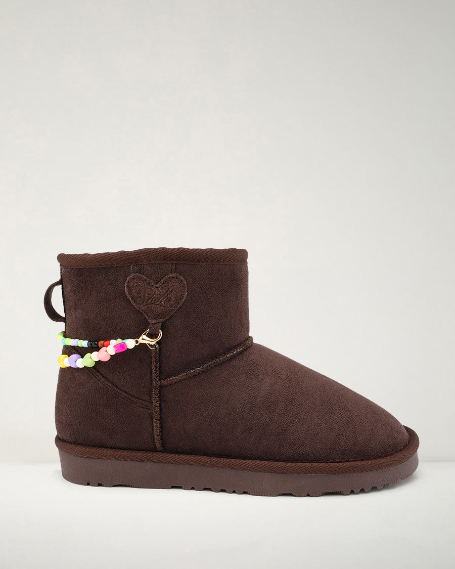 Kids Faux Show Short Suede Boots in Espresso