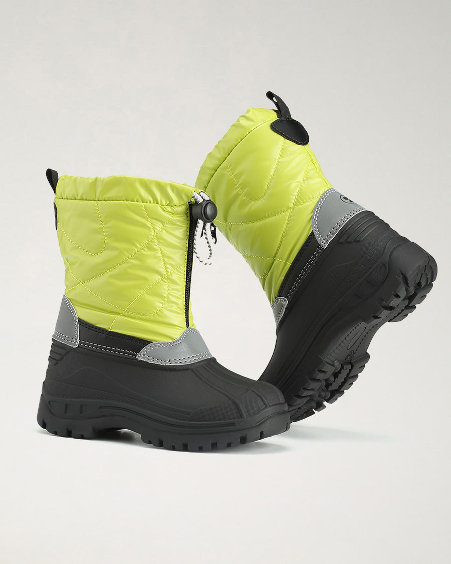 Neon Green Kids Snow Much Fun Winter Boots