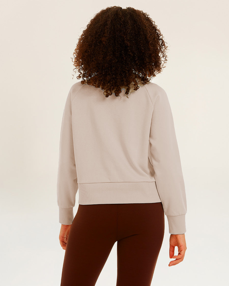 Oat Milk Raglan Sleeve Crewneck Sweatshirt