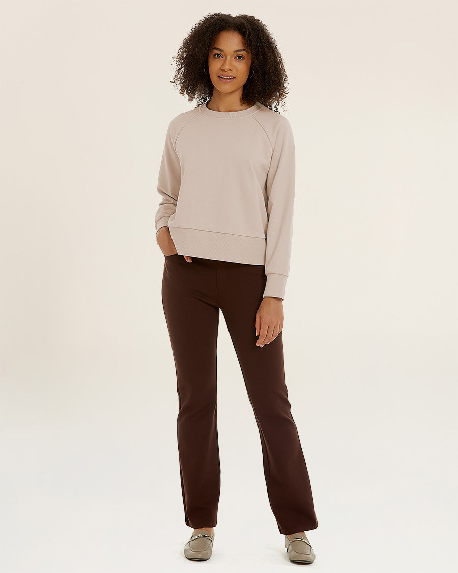 Oat Milk Raglan Sleeve Crewneck Sweatshirt