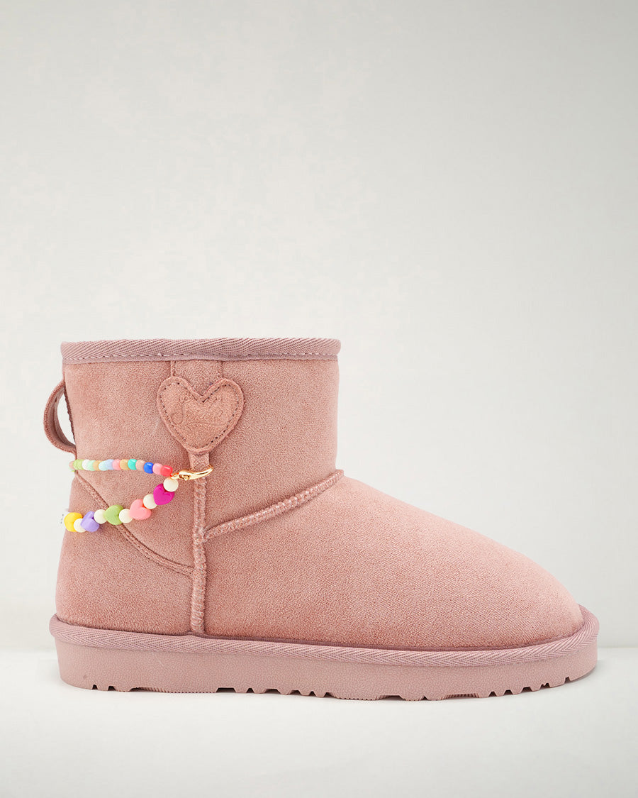 Kids Faux Show Short Suede Boots in Pink