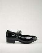 Black Kids Adjustable Strap Tap Shoes with Bow Embellishment