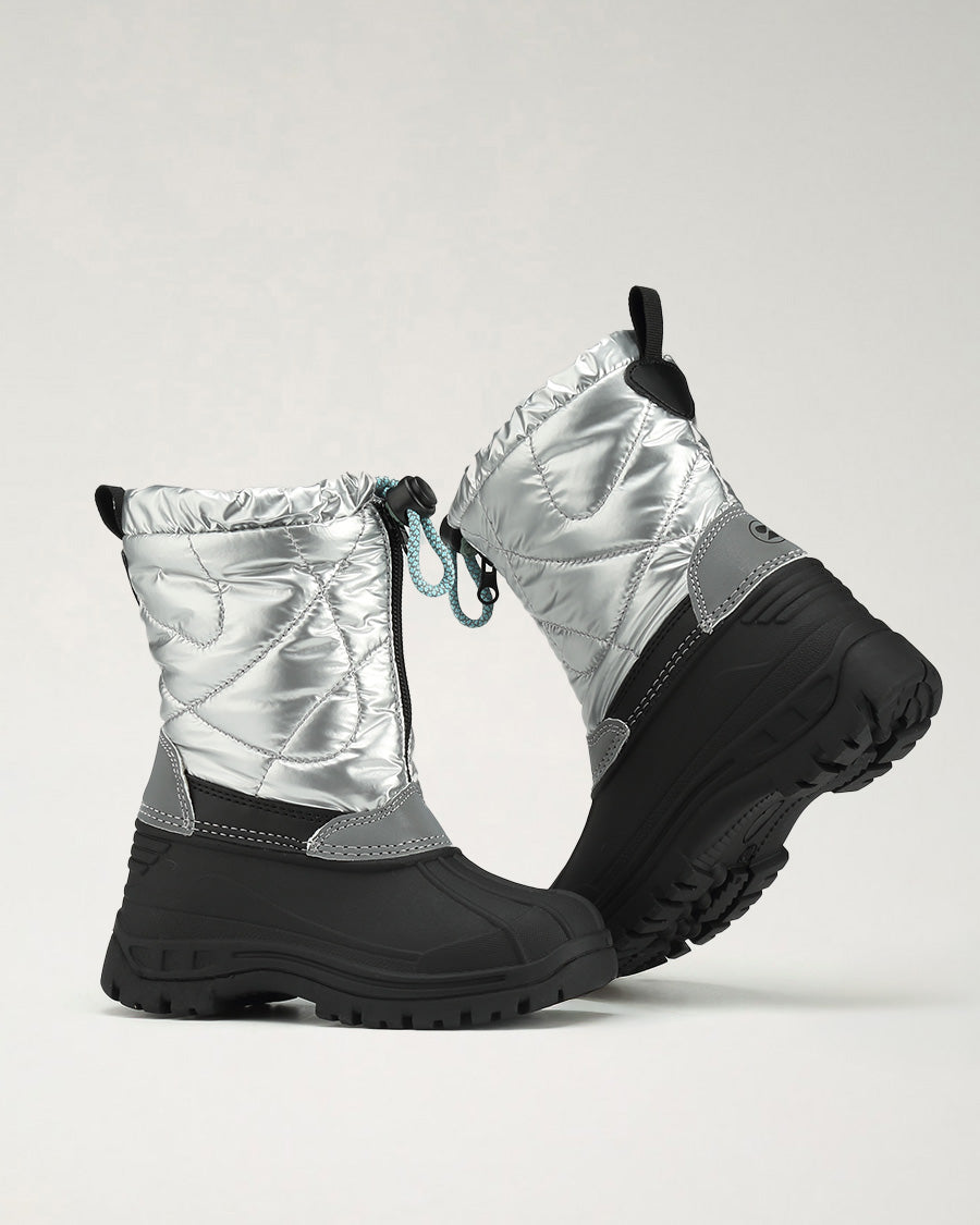 Silver Kids Snow Much Fun Winter Boots