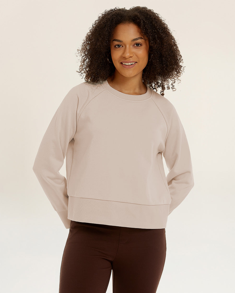 Oat Milk Raglan Sleeve Crewneck Sweatshirt