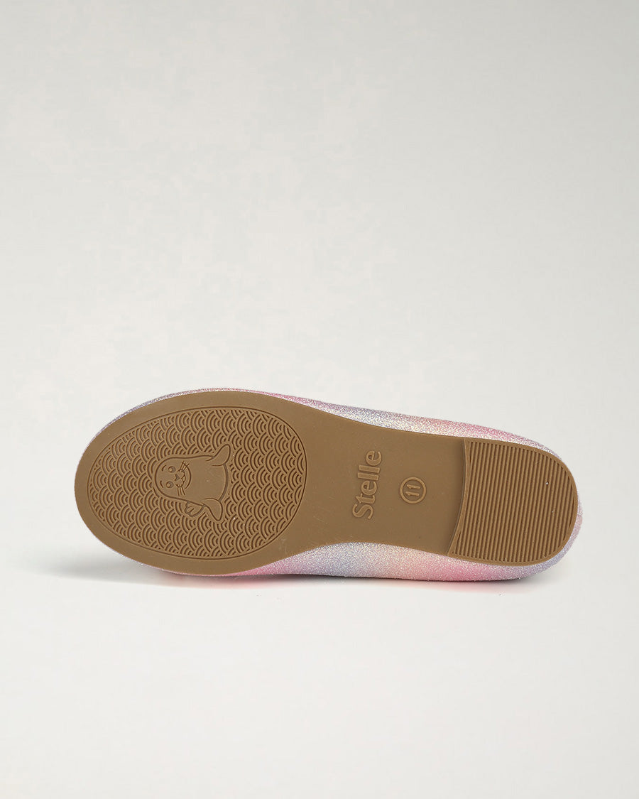 Pink Ombre Girls Glitter Ballet Flats | Kids Dress Shoes with Strap