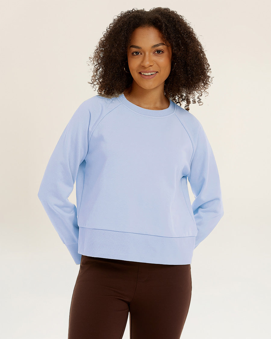 Baby Blue Raglan Sleeve Crewneck Sweatshirt
