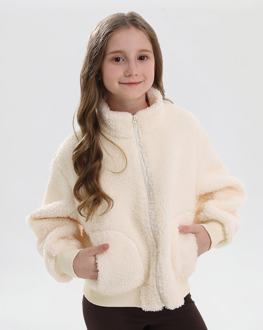 Creme Fluffed Up Kids Sherpa Jacket