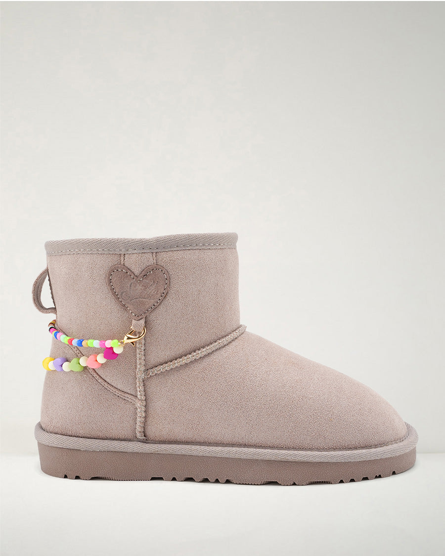 Kids Faux Show Short Suede Boots in Grey