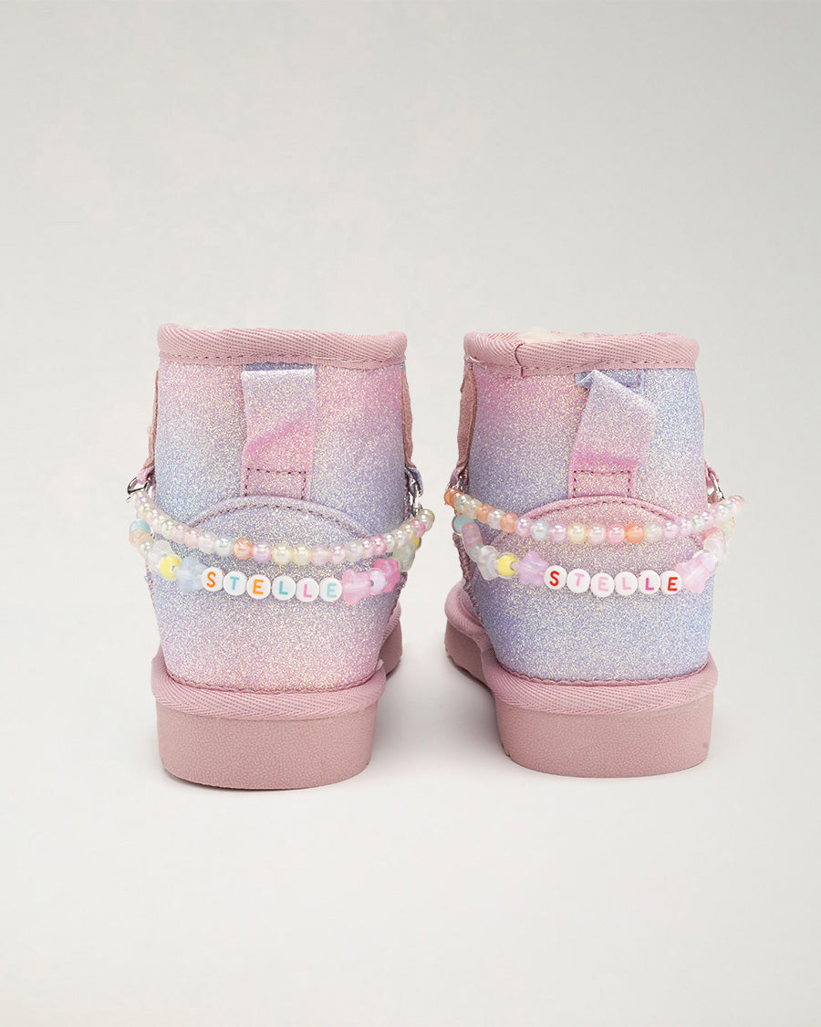 Kids Faux Show Short Suede Boots in Rainbow Blue