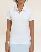 White V-Neck Polo