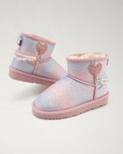 Kids Faux Show Short Suede Boots in Rainbow Blue