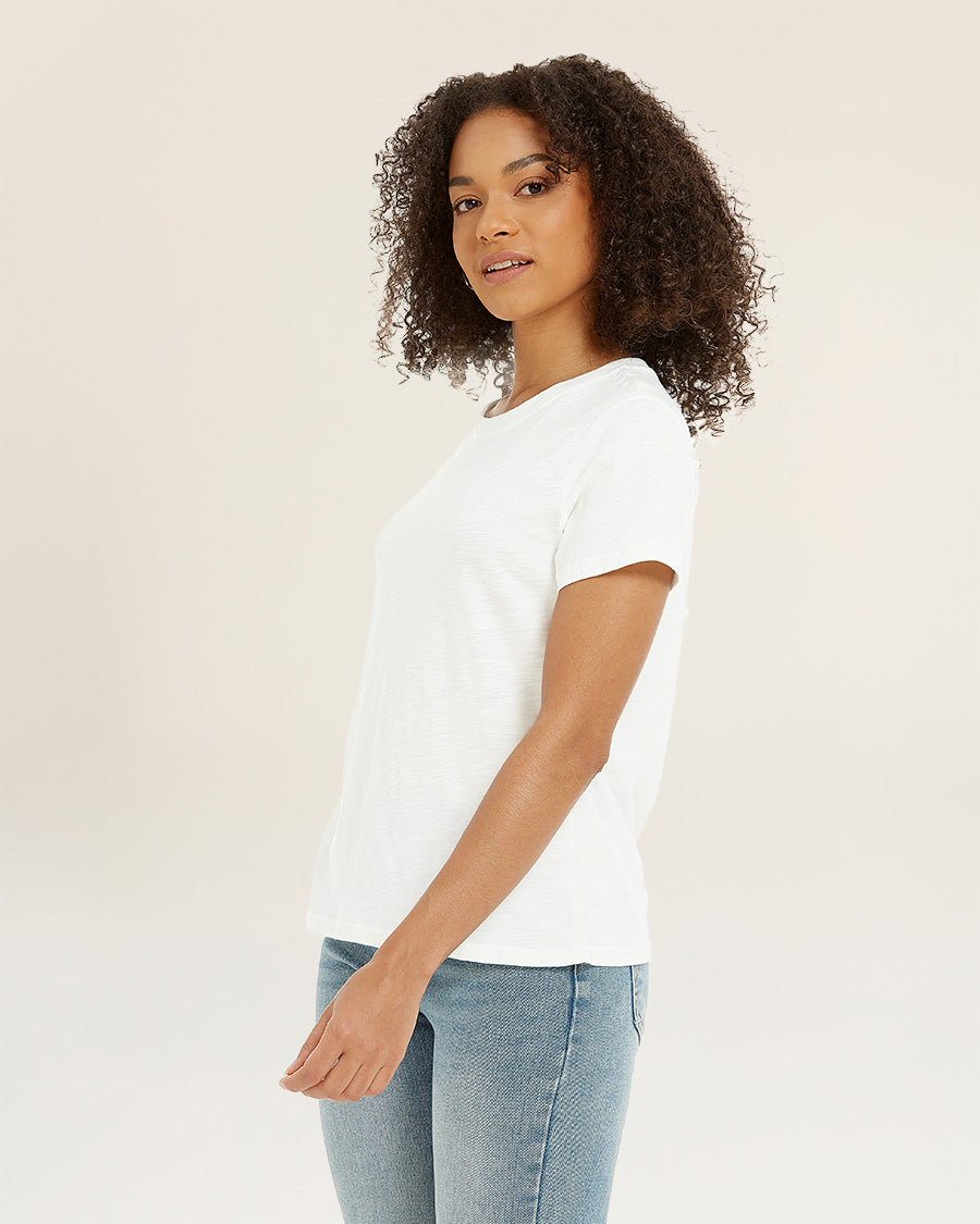 Off White Short-Sleeve Cotton Slub T-Shirt