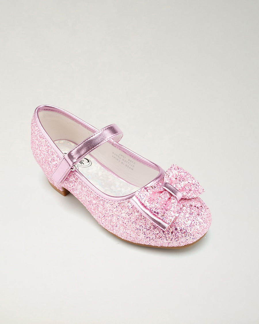 Pink Girls Glittery Mary Jane Dress Shoes