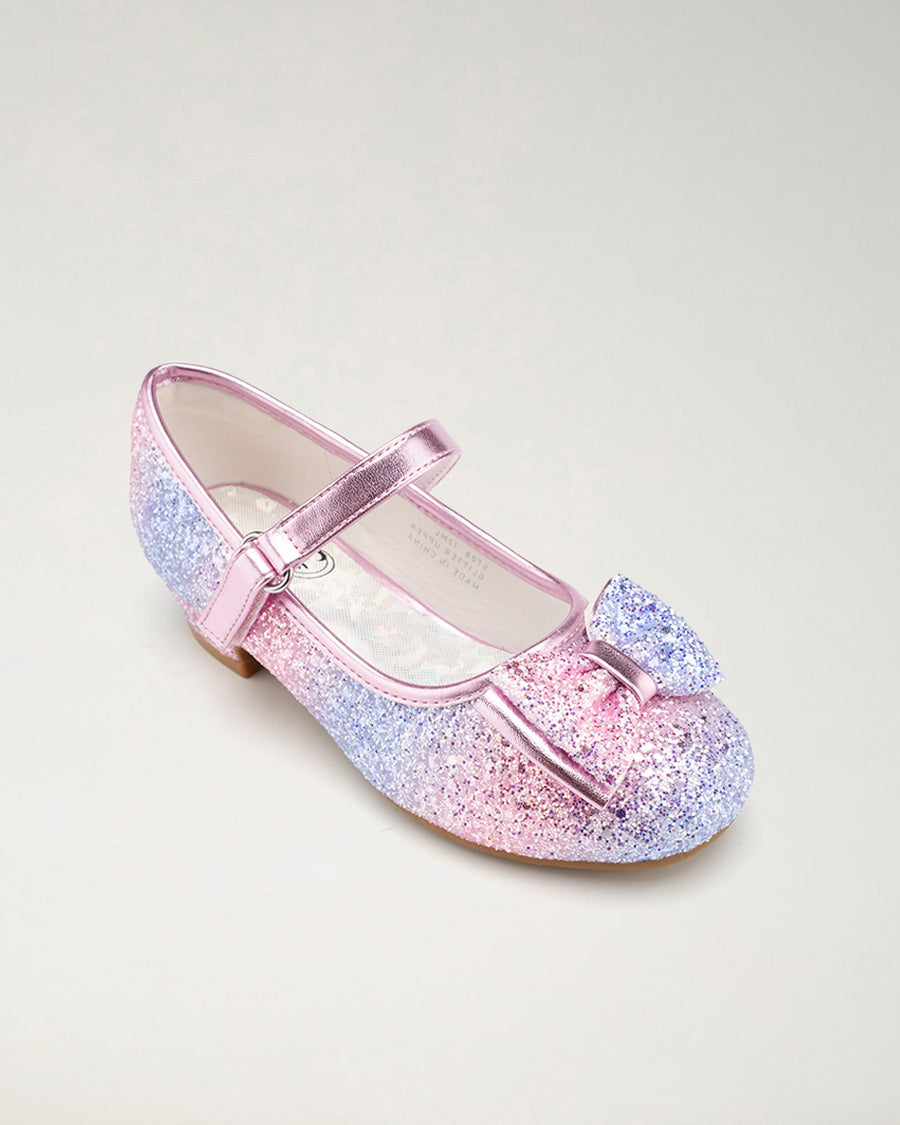 Rainbow Blue Girls Glittery Mary Jane Dress Shoes